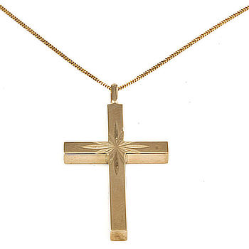 9ct gold 2.6g 18 inch Cross Pendant with chain